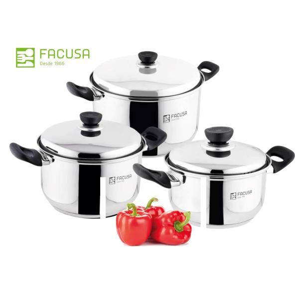 Juego de Ollas 6 piezas Acero Inoxidable Facusa